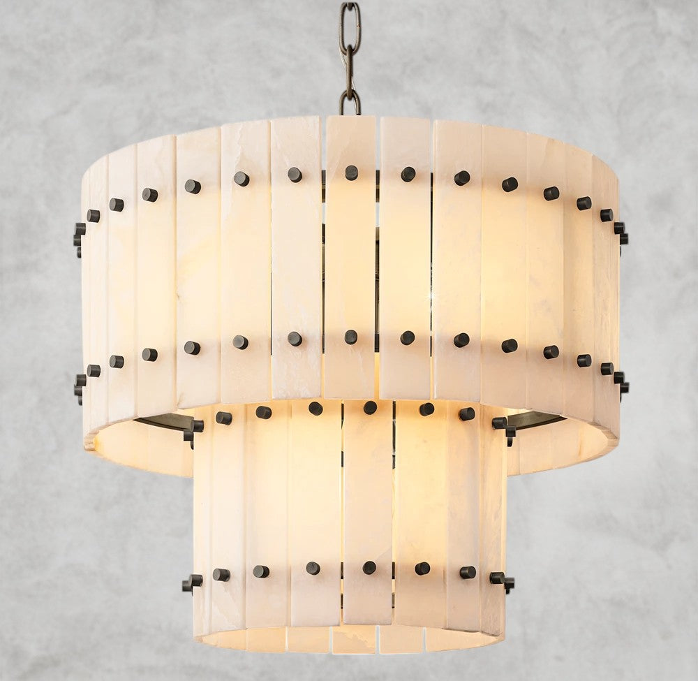 San Marco Alabaster Round Tiered Chandelier 22", 37", 48", 60"